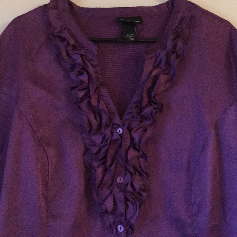 Lane Bryant ruffle front button down top
